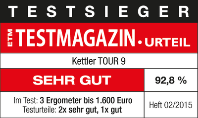 ETM Testmagazin Urteil (02/2015) „Sehr gut“ für das Kettler Ergometer Tour 9
