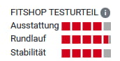 Testurteilkategorien Ausstattung, Rundlauf und Stabilität mit Beispielbeurteilung