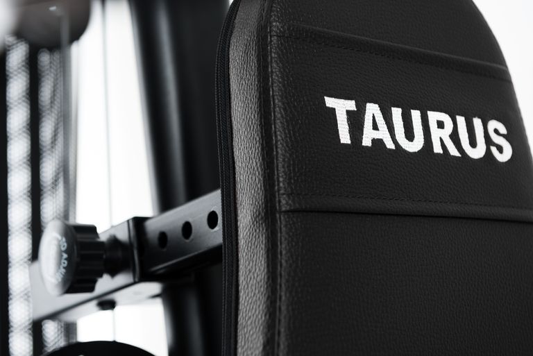Detailaufnahme einer Rückenlehne einer Taurus-Kraftstation. Man erkennt die dicke Polsterung mit einem robusten Kunstleder-Überzug.